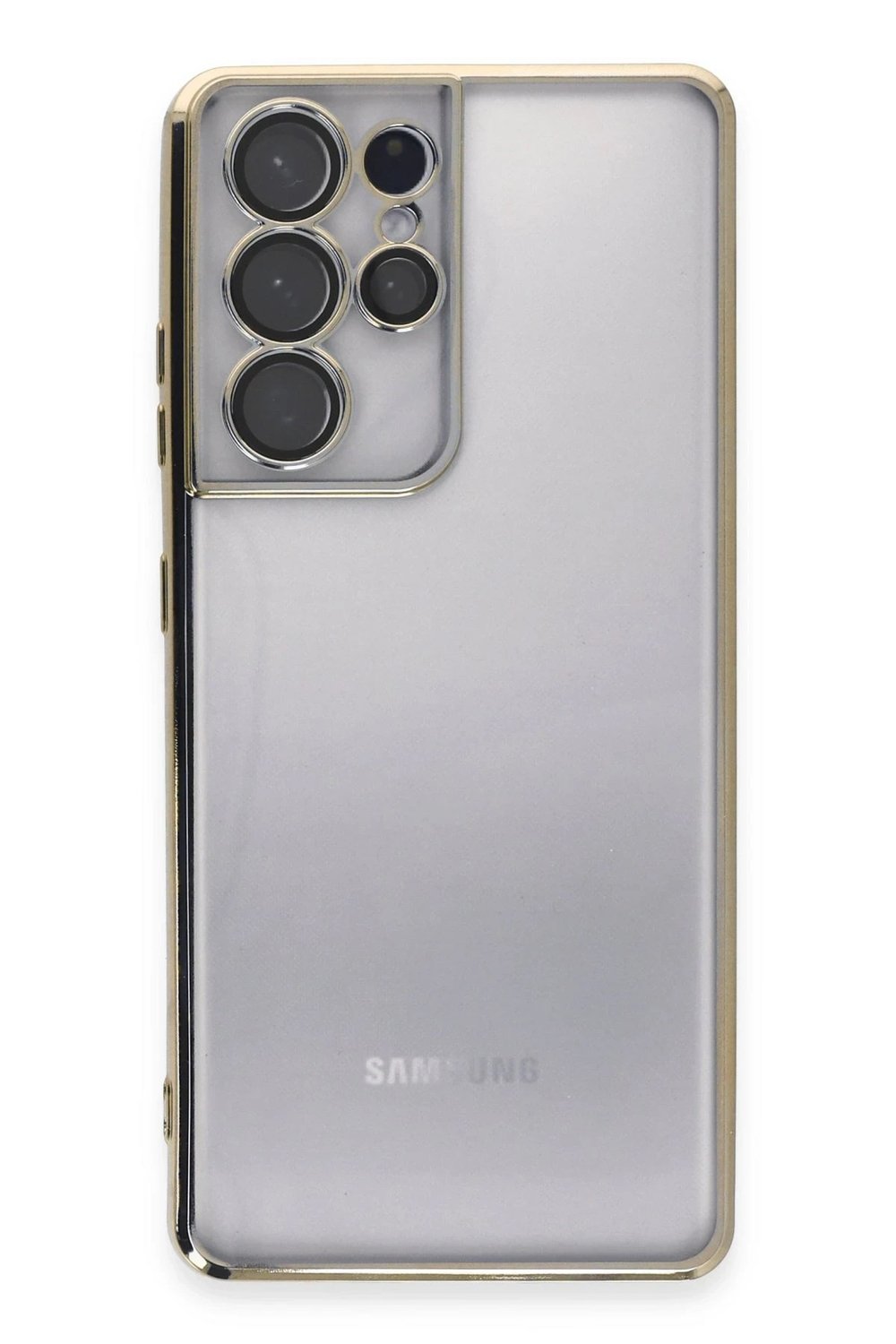 Mey İthalat®  Samsung Galaxy S21 Ultra Kılıf  Lensli Silikon - Gold
