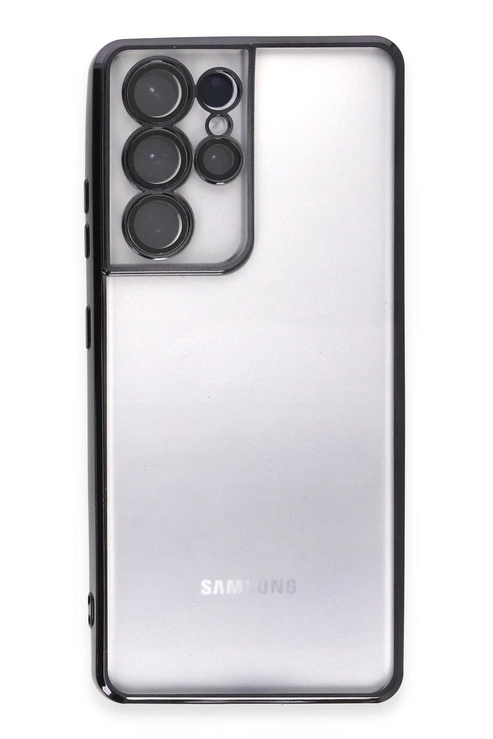 Mey İthalat®  Samsung Galaxy S21 Ultra Kılıf  Lensli Silikon - Siyah