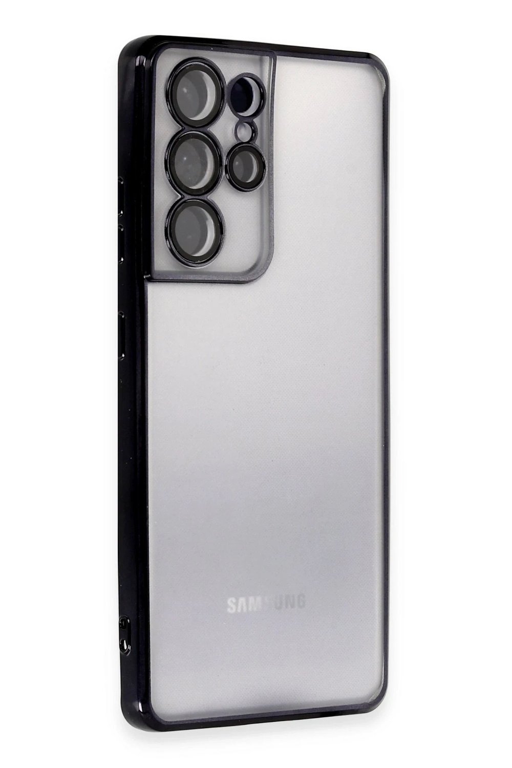 Mey İthalat®  Samsung Galaxy S21 Ultra Kılıf  Lensli Silikon - Siyah