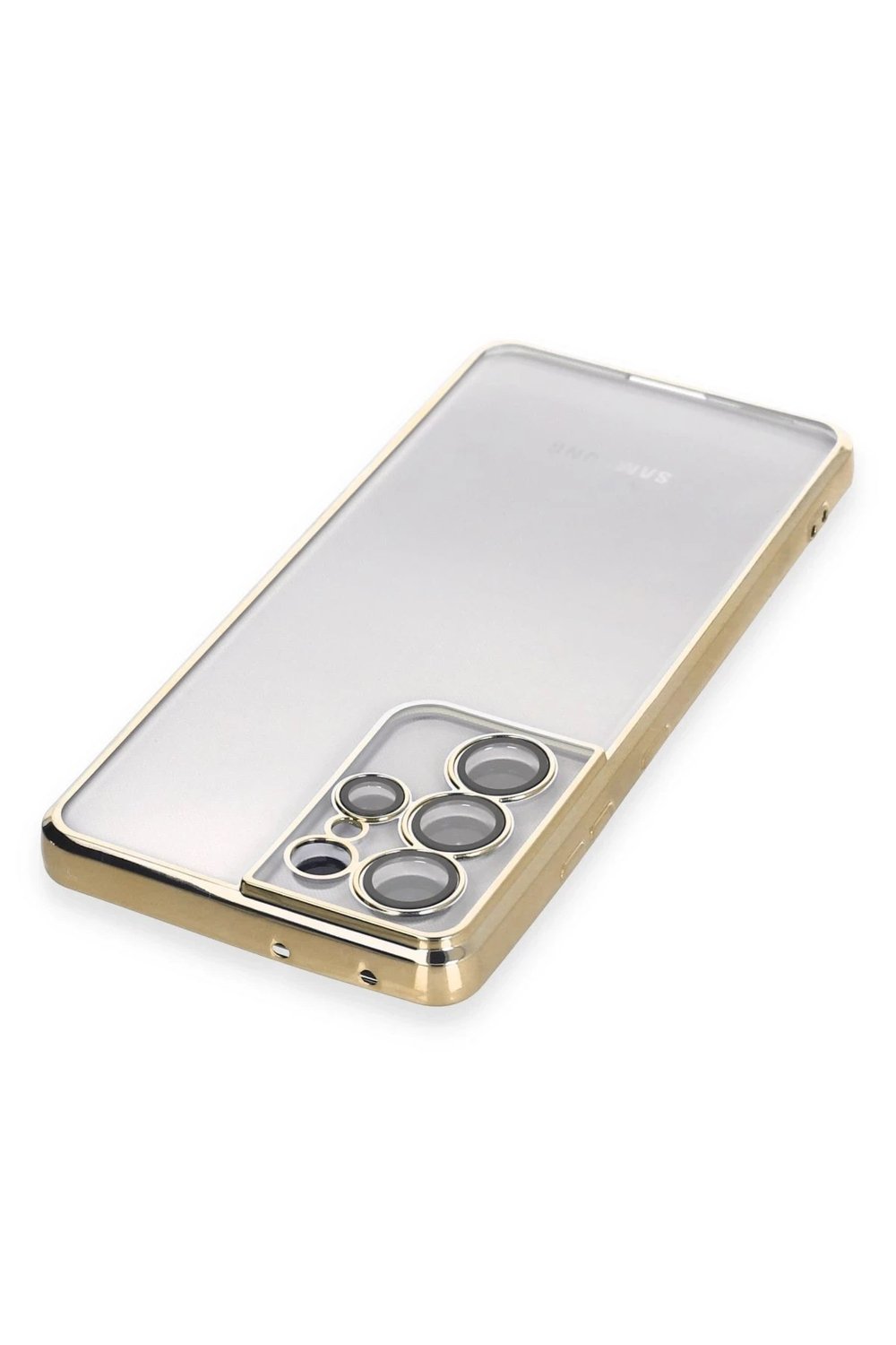 Mey İthalat®  Samsung Galaxy S21 Ultra Kılıf  Lensli Silikon - Gold