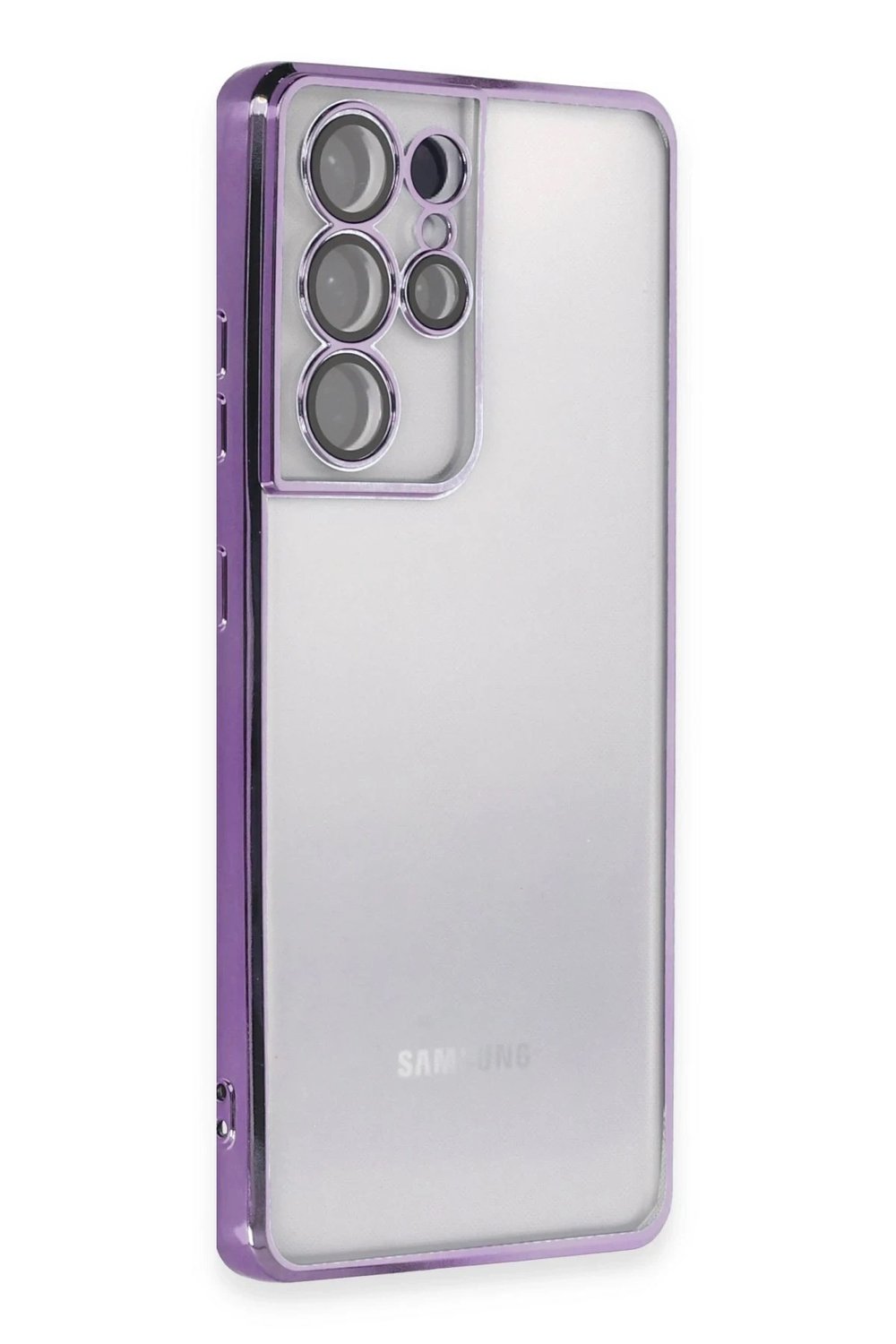 Mey İthalat®  Samsung Galaxy S21 Ultra Kılıf  Lensli Silikon - Mor