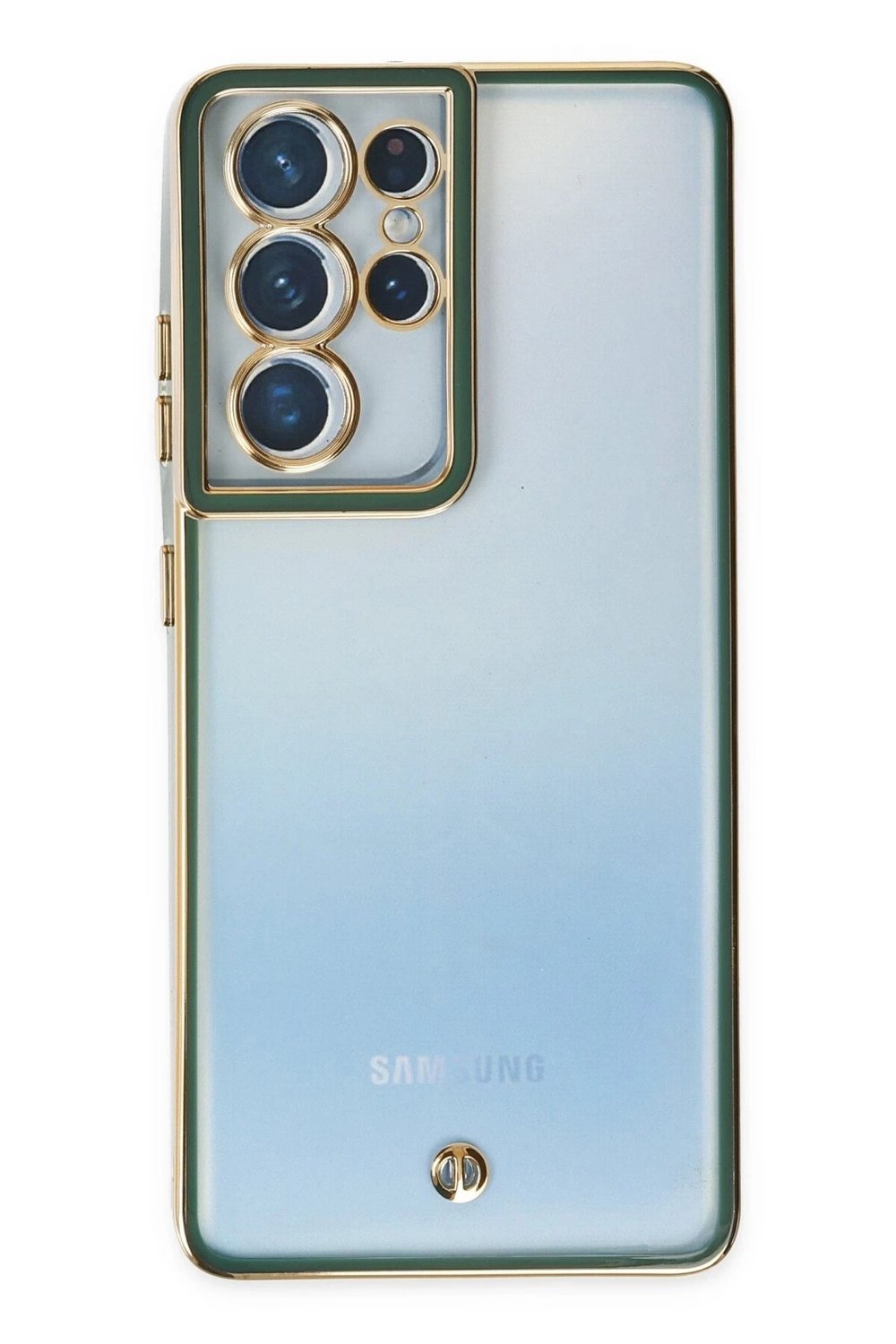 Mey İthalat®  Samsung Galaxy S21 Ultra Kılıf Liva Lens Silikon - Yeşil