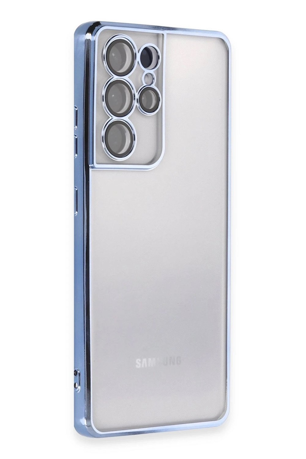 Mey İthalat®  Samsung Galaxy S21 Ultra Kılıf  Lensli Silikon - Açık Mavi