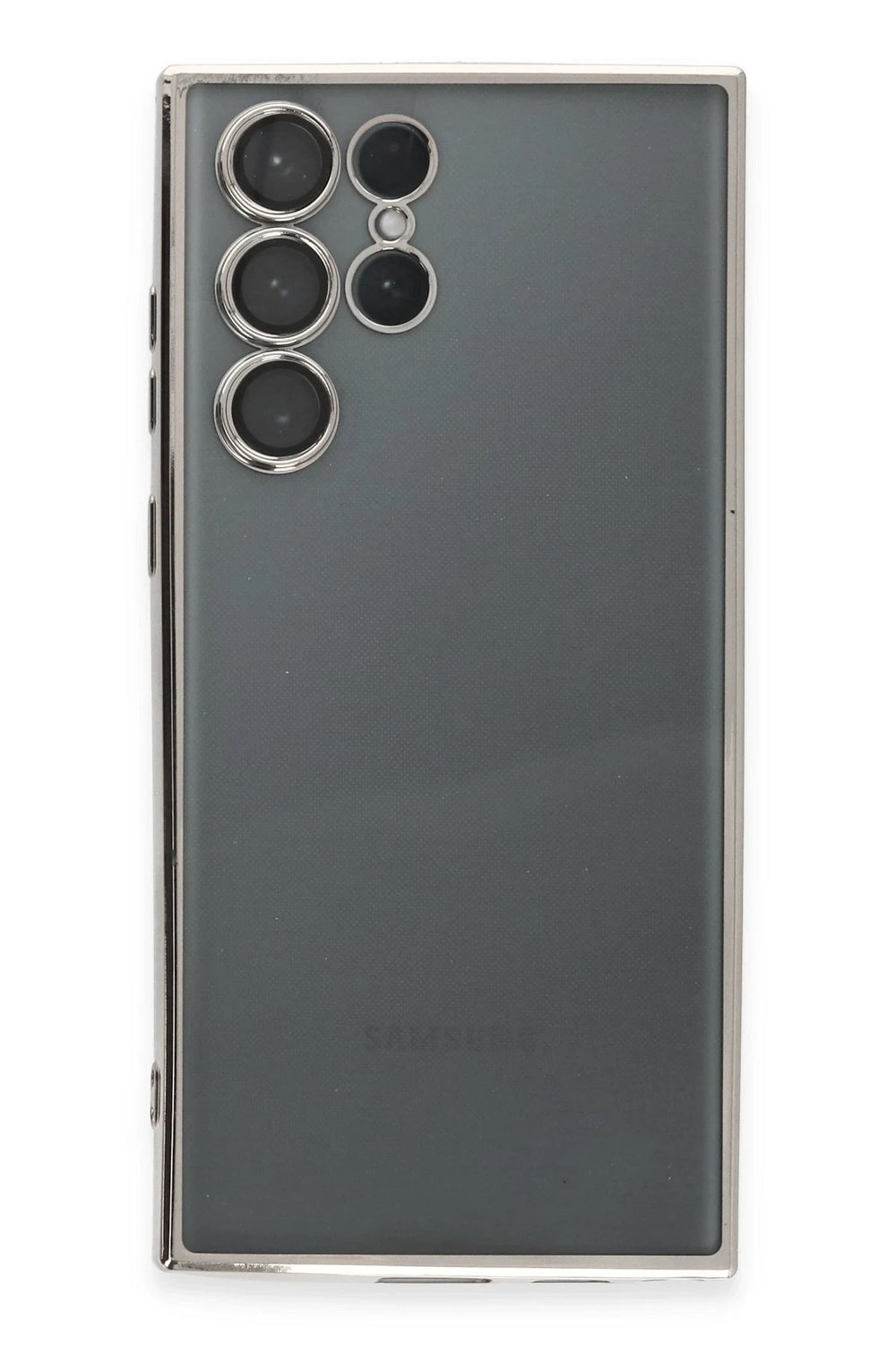 Mey İthalat®  Samsung Galaxy S22 Ultra Kılıf  Lensli Silikon - Gümüş