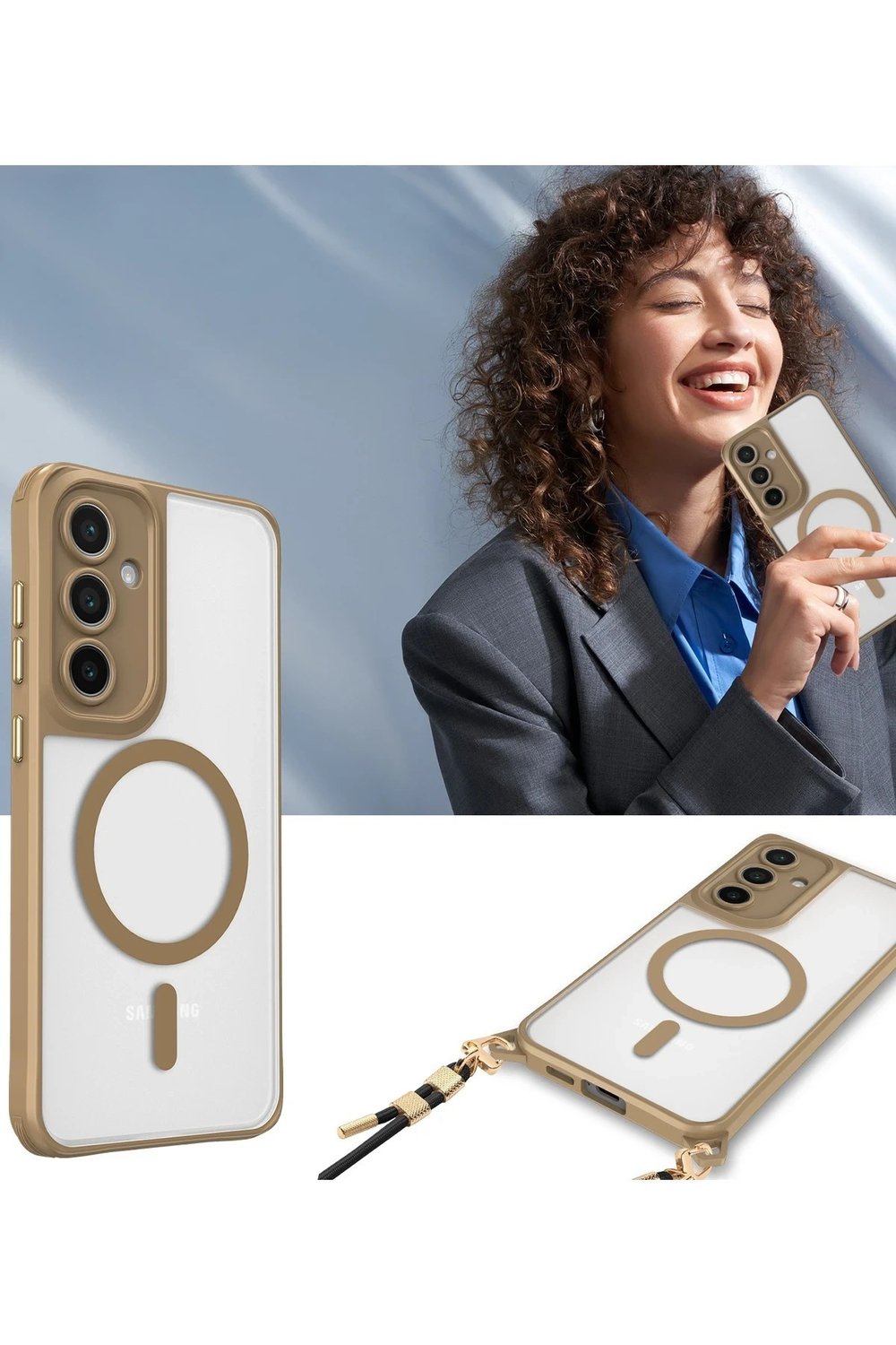 Mey İthalat®  Samsung Galaxy S23 FE Kılıf Enka Magsafe Silikon Kılıf - Desert