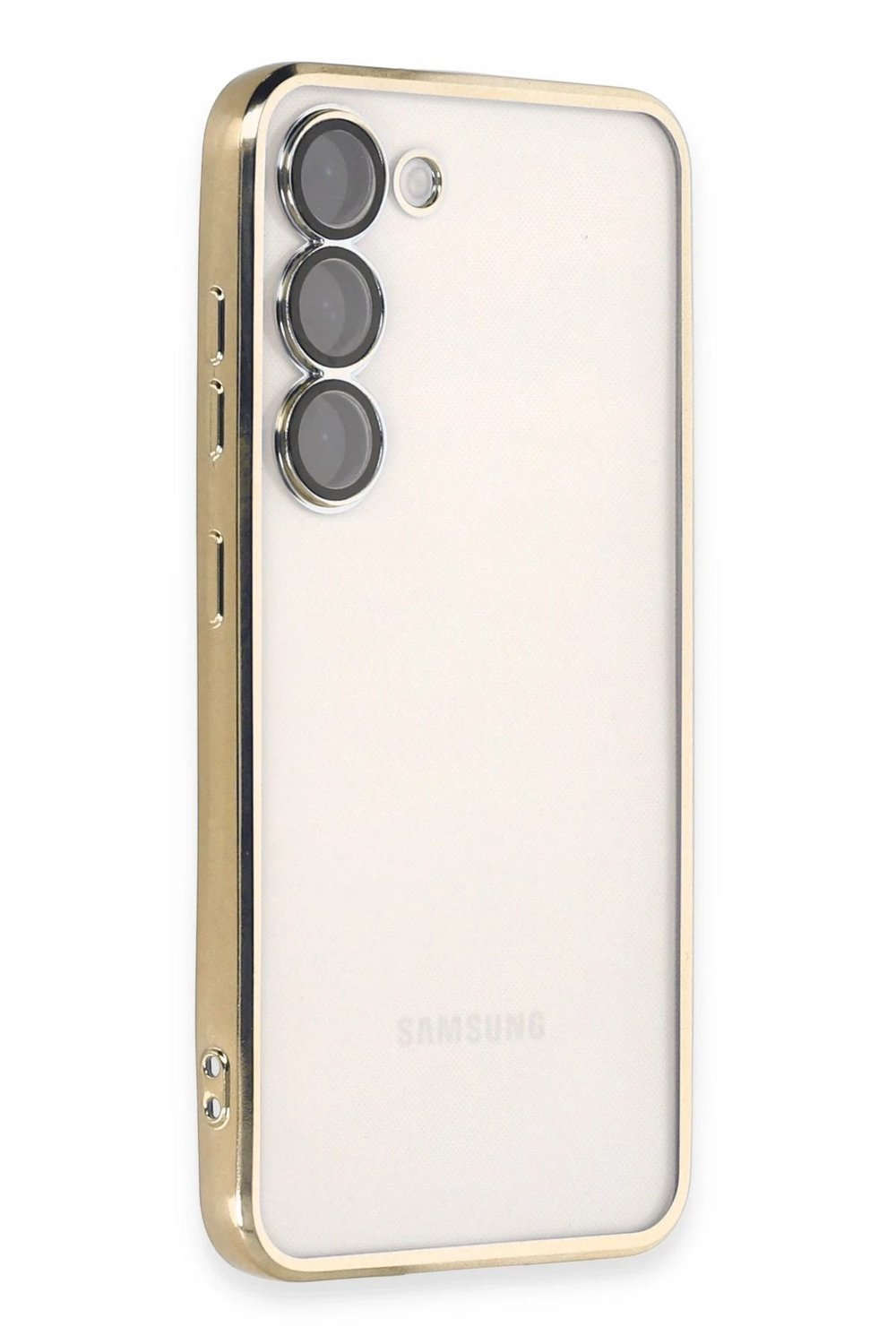 Mey İthalat®  Samsung Galaxy S23 Plus Kılıf  Lensli Silikon - Gold
