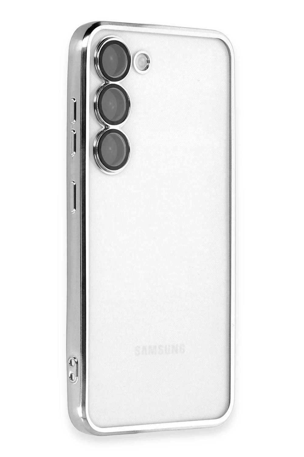 Mey İthalat®  Samsung Galaxy S23 Plus Kılıf  Lensli Silikon - Gümüş