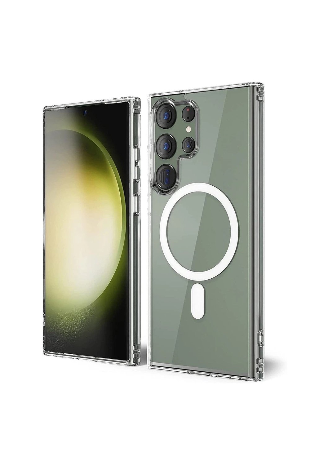 Mey İthalat®  Samsung Galaxy S23 Ultra Kılıf Magneticsafe Şeffaf Silikon - Şeffaf