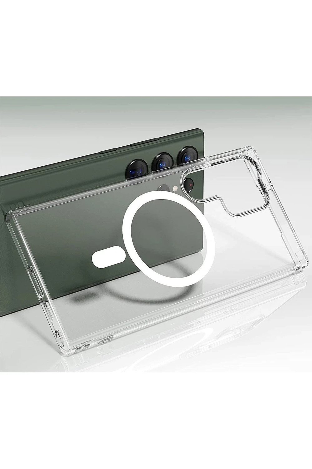 Mey İthalat®  Samsung Galaxy S23 Ultra Kılıf Magneticsafe Şeffaf Silikon - Şeffaf