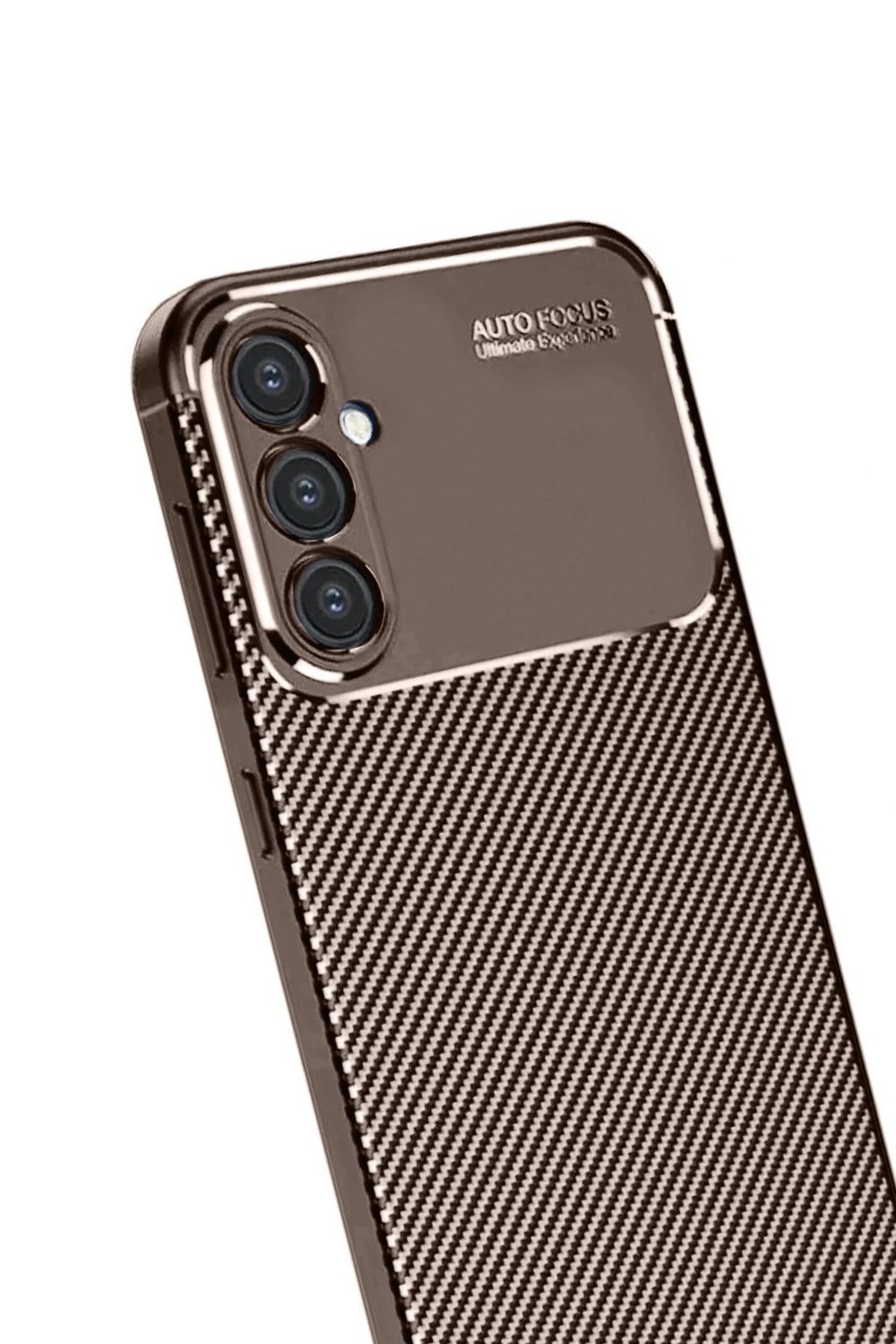 Mey İthalat®  Samsung Galaxy S24 FE Kılıf Auto Focus Karbon Kapak - Kahverengi