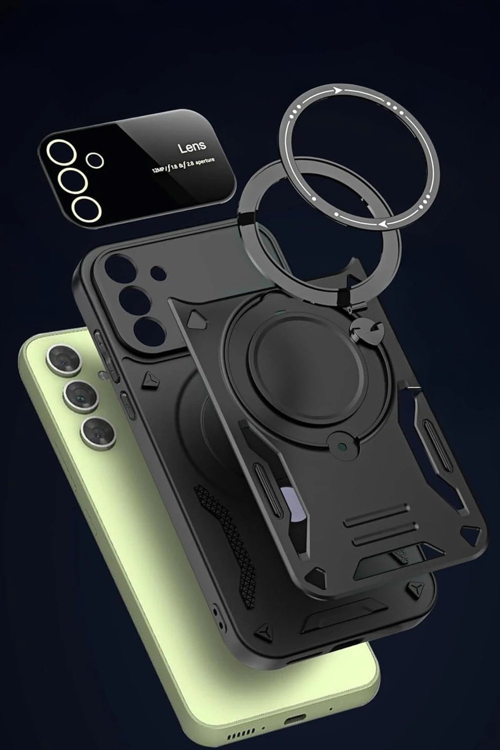 Mey İthalat®  Samsung Galaxy S24 FE Kılıf Joy Lens Standlı Kapak - Siyah
