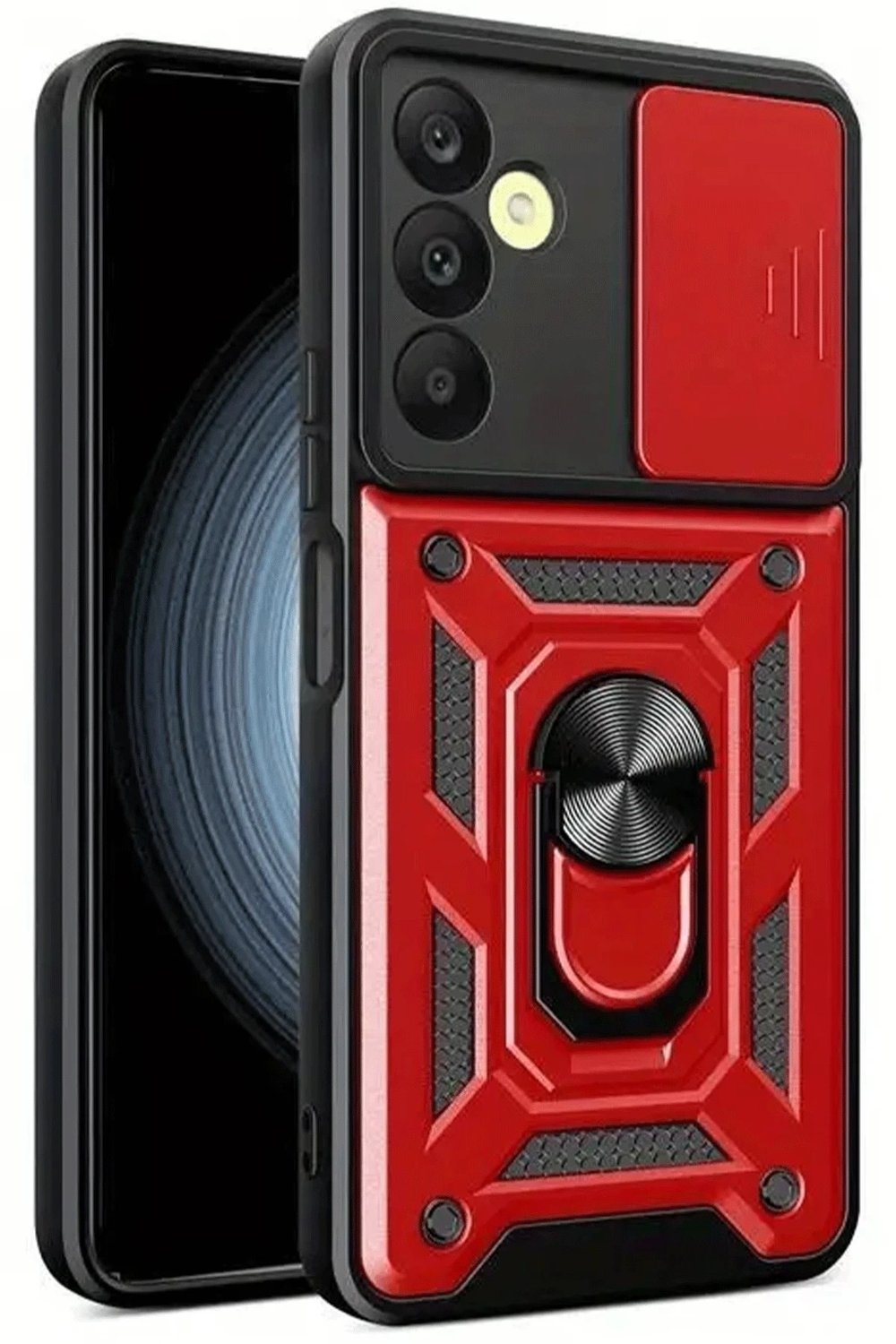 Mey İthalat®  Samsung Galaxy S24 FE Pars Lens Yüzüklü Silikon - Kırmızı