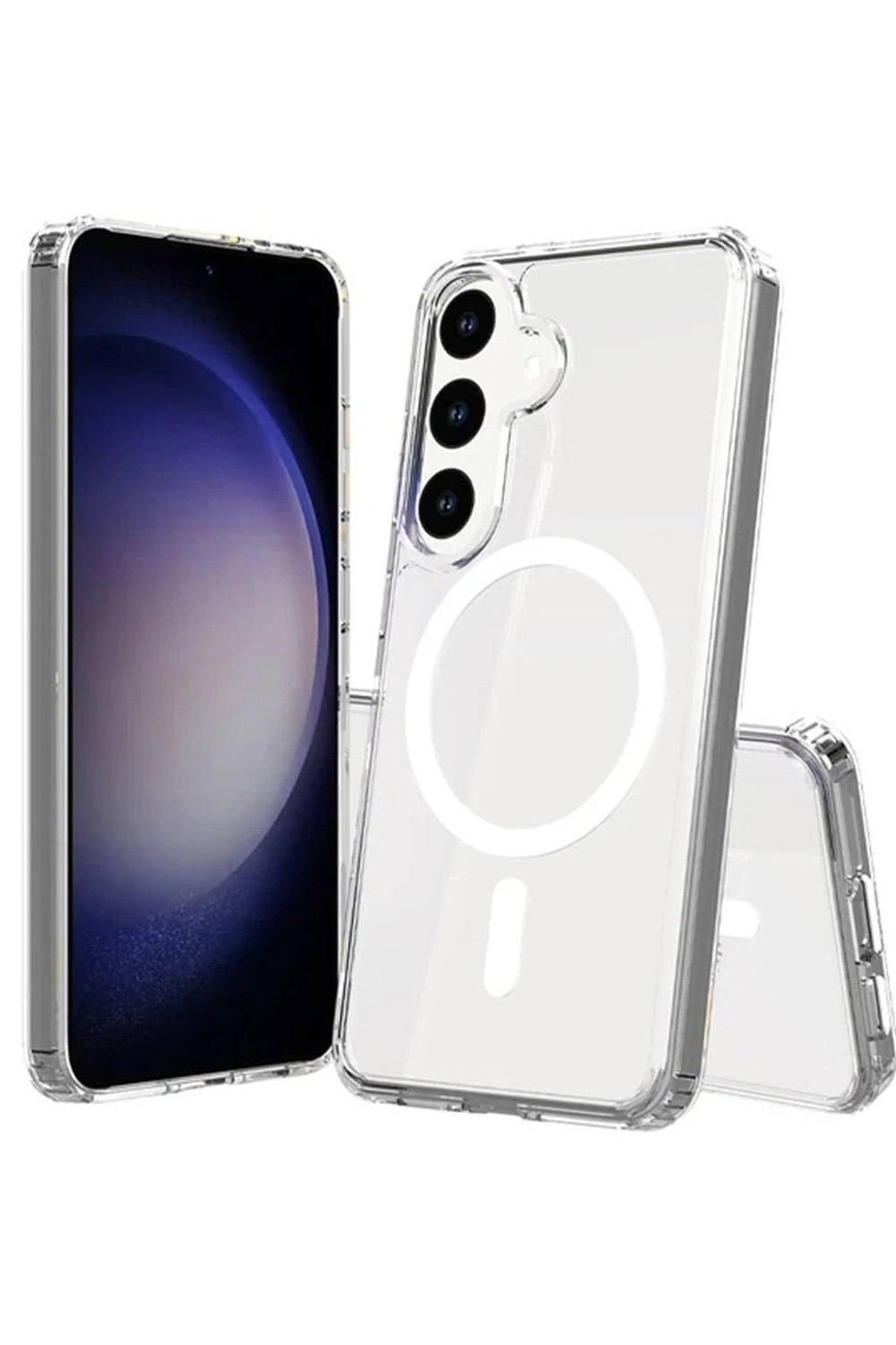 Mey İthalat®  Samsung Galaxy S24 Kılıf Magneticsafe Şeffaf Silikon - Şeffaf