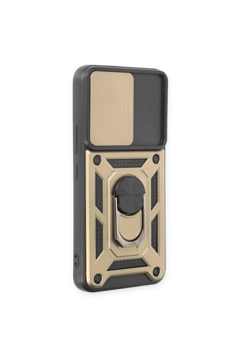 Mey İthalat®  Samsung Galaxy S24 Kılıf Pars Lens Yüzüklü Silikon - Gold