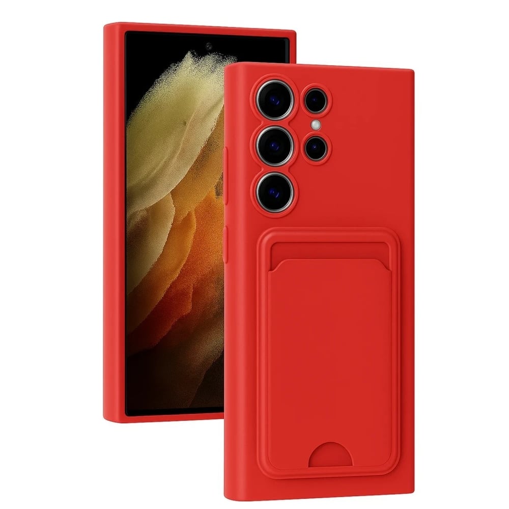 Mey İthalat®  Samsung Galaxy S24 Ultra Kılıf Kelvin Kartvizitli Silikon - Kırmızı