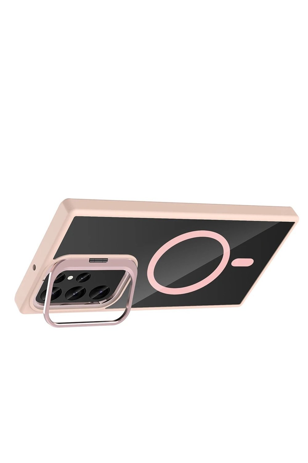 Mey İthalat®  Samsung Galaxy S24 Ultra Remim Lensli Magsafe Standlı Kapak - Pembe