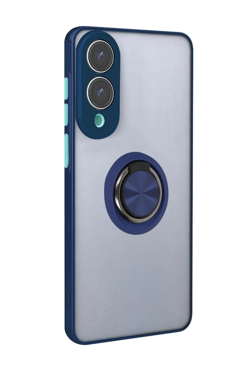 Mey İthalat®  Samsung Galaxy S25 Edge Kılıf Montreal Yüzüklü Silikon Kapak - Lacivert