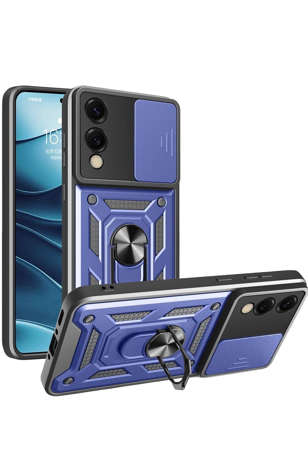 Mey İthalat®  Samsung Galaxy S25 Edge Pars Lens Yüzüklü Silikon - Lacivert