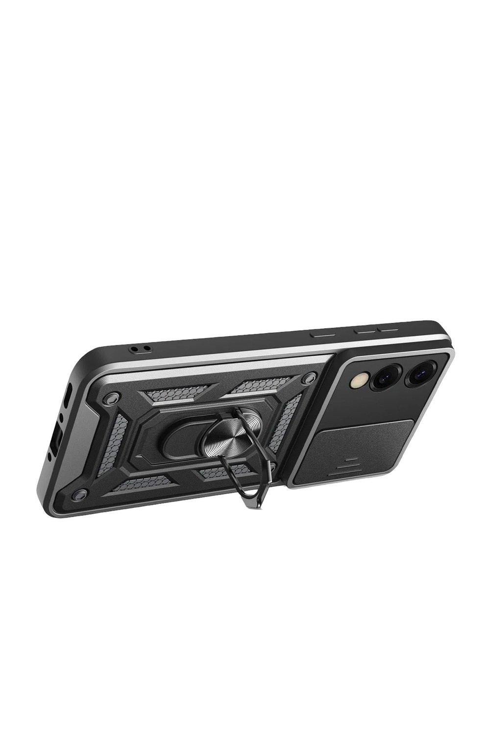 Mey İthalat®  Samsung Galaxy S25 Edge Pars Lens Yüzüklü Silikon - Siyah