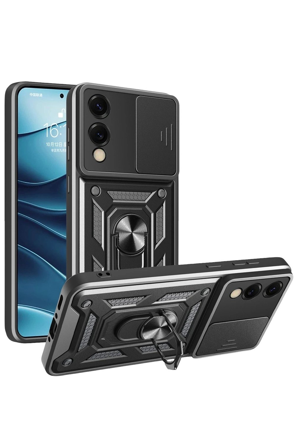 Mey İthalat®  Samsung Galaxy S25 Edge Pars Lens Yüzüklü Silikon - Siyah