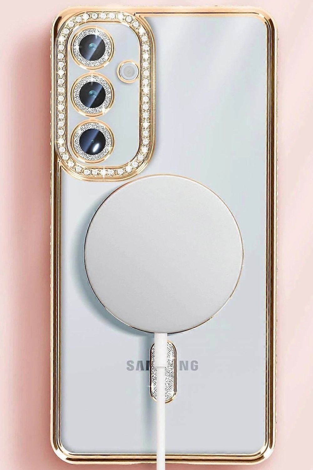 Mey İthalat®  Samsung Galaxy S25 Kılıf Joke Simli Magneticsafe Kılıf - Siyah