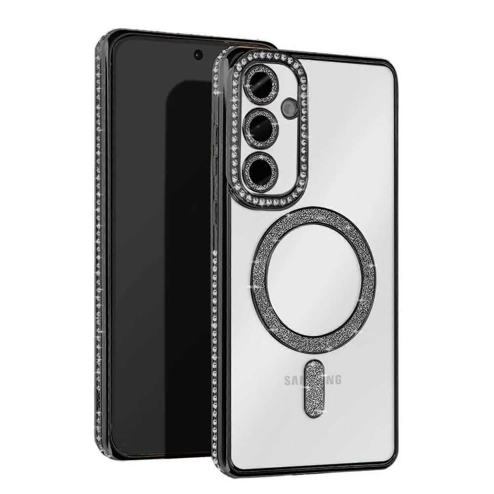 Mey İthalat®  Samsung Galaxy S25 Kılıf Joke Simli Magneticsafe Kılıf - Siyah