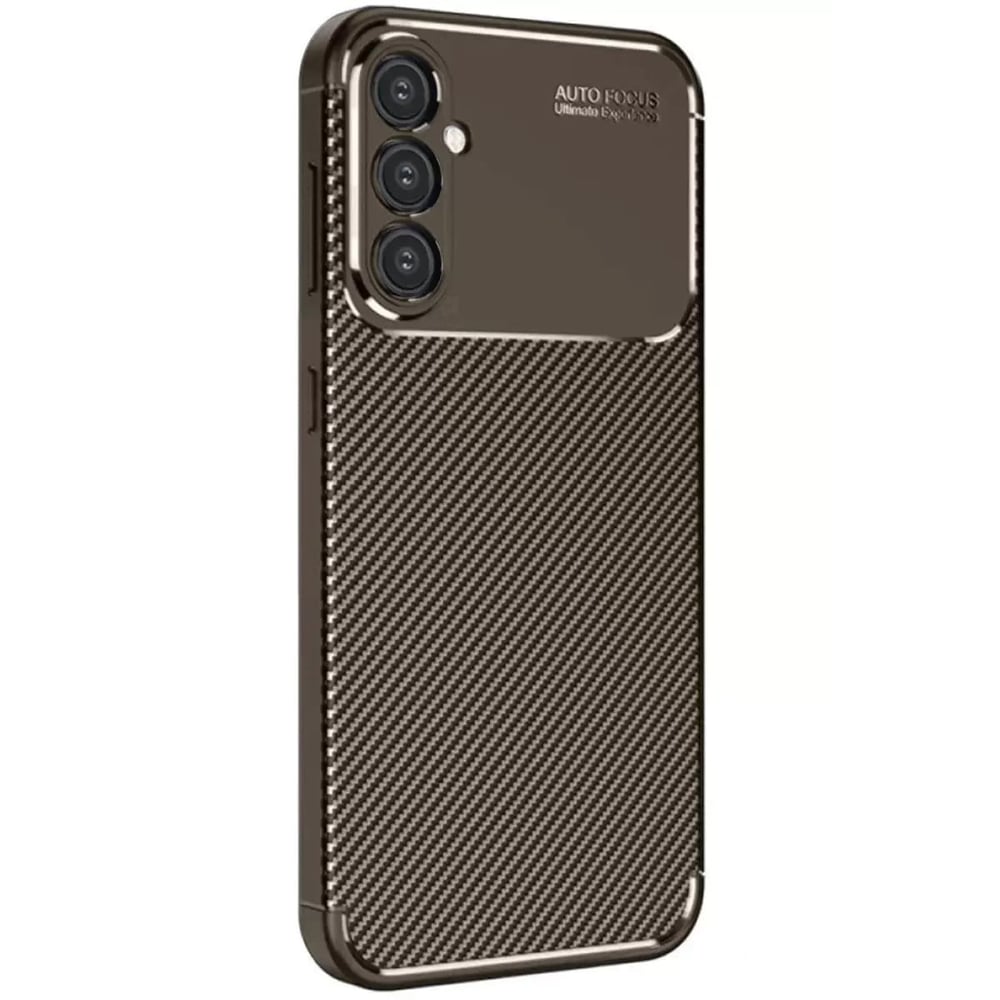 Mey İthalat®  Samsung Galaxy S25 Plus Kılıf Auto Focus Karbon Kapak - Kahverengi