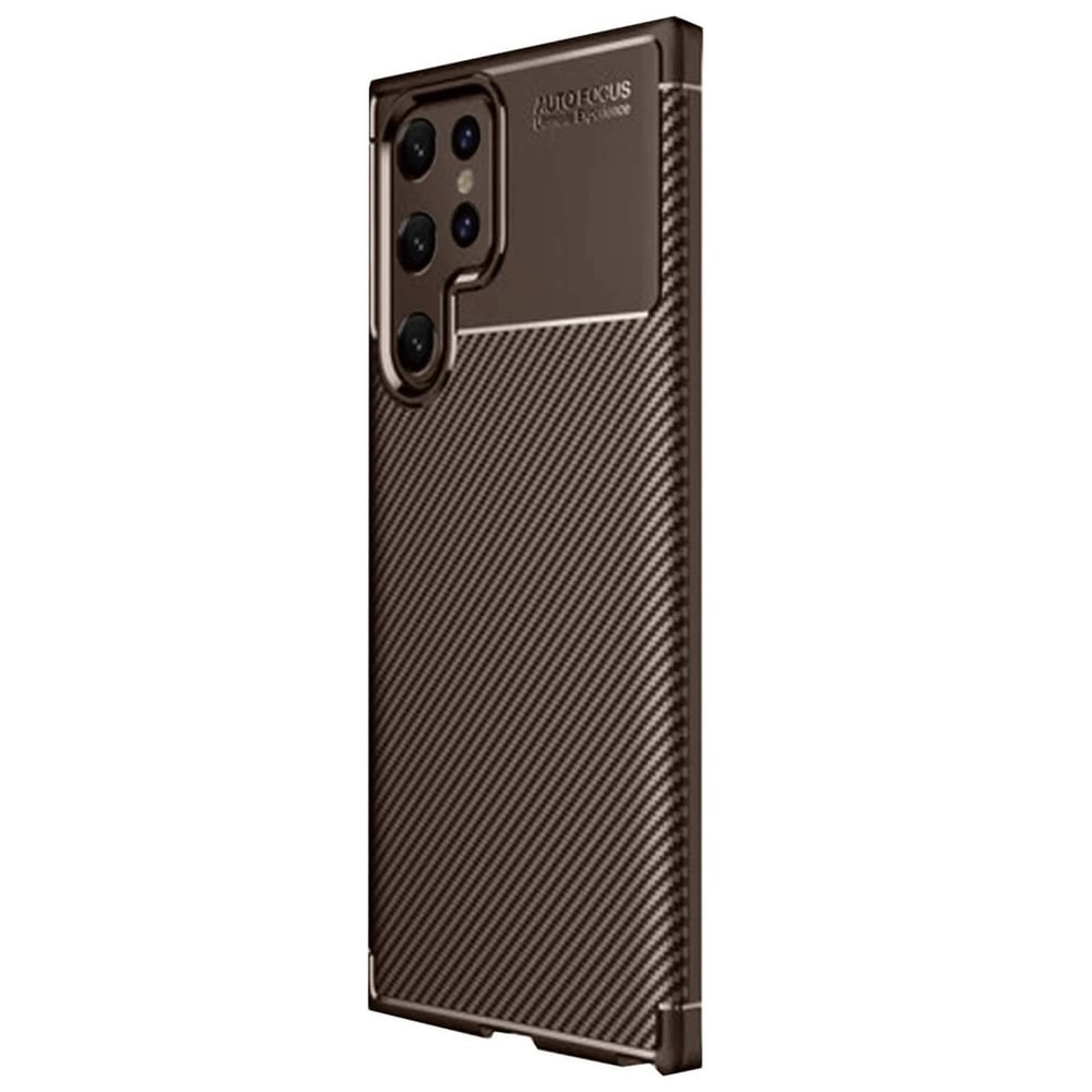 Mey İthalat®  Samsung Galaxy S25 Ultra Kılıf Auto Focus Karbon Kapak - Kahverengi