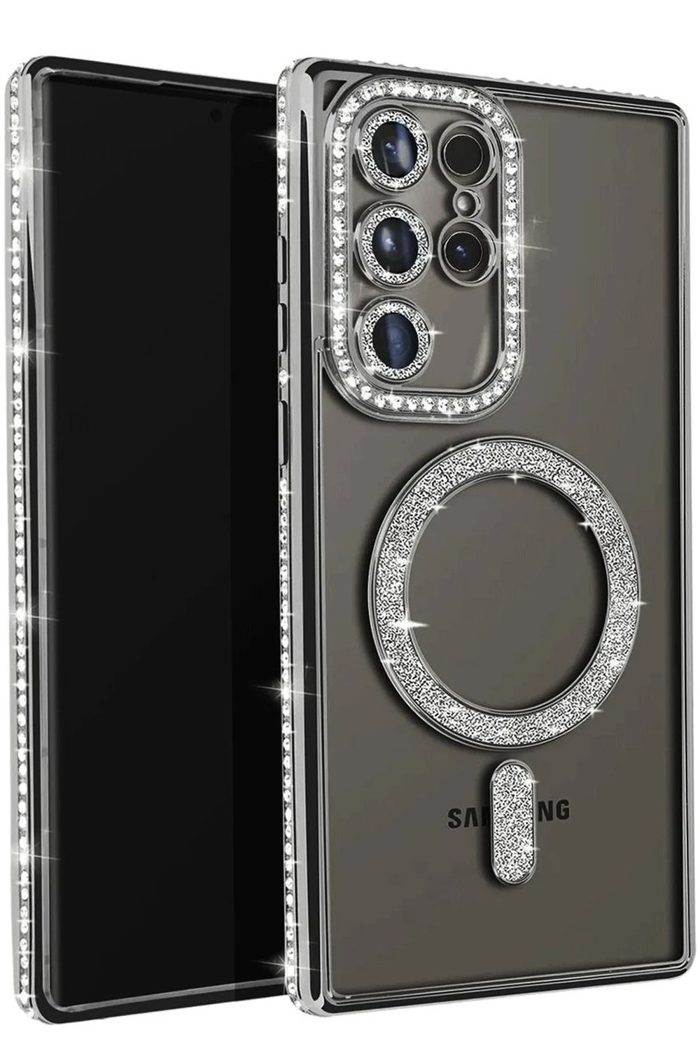 Mey İthalat®  Samsung Galaxy S25 Ultra Kılıf Joke Simli Magneticsafe Kılıf - Siyah