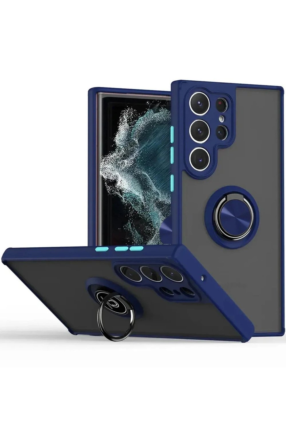 Mey İthalat®  Samsung Galaxy S25 Ultra Kılıf Montreal Yüzüklü Silikon Kapak - Lacivert