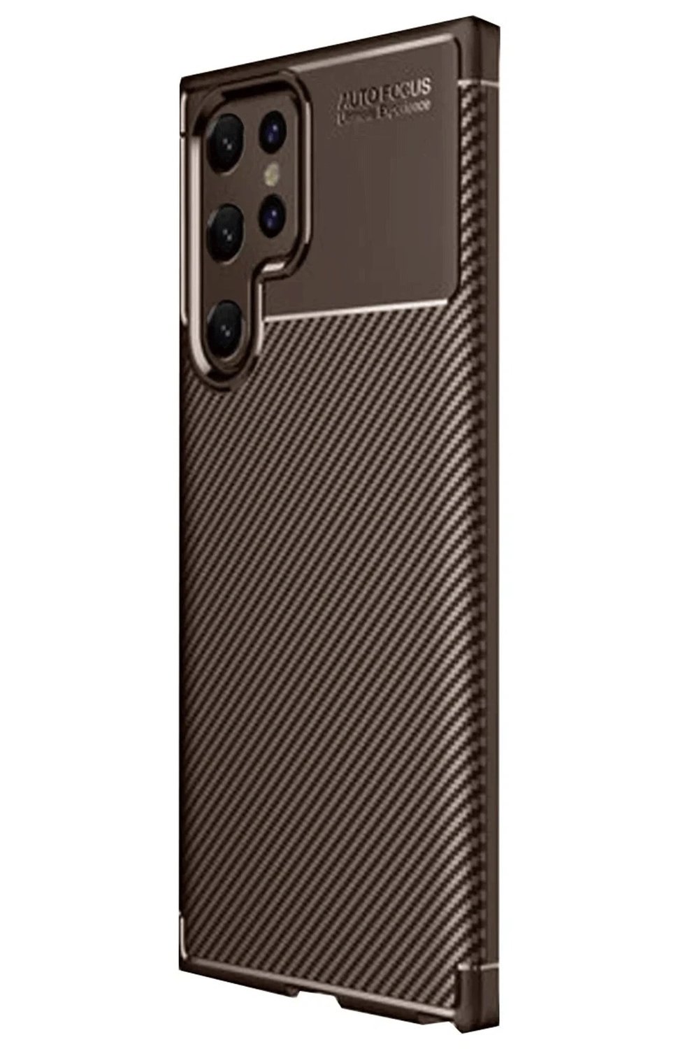 Mey İthalat®  Samsung Galaxy S25 Ultra Kılıf Auto Focus Karbon Kapak - Kahverengi
