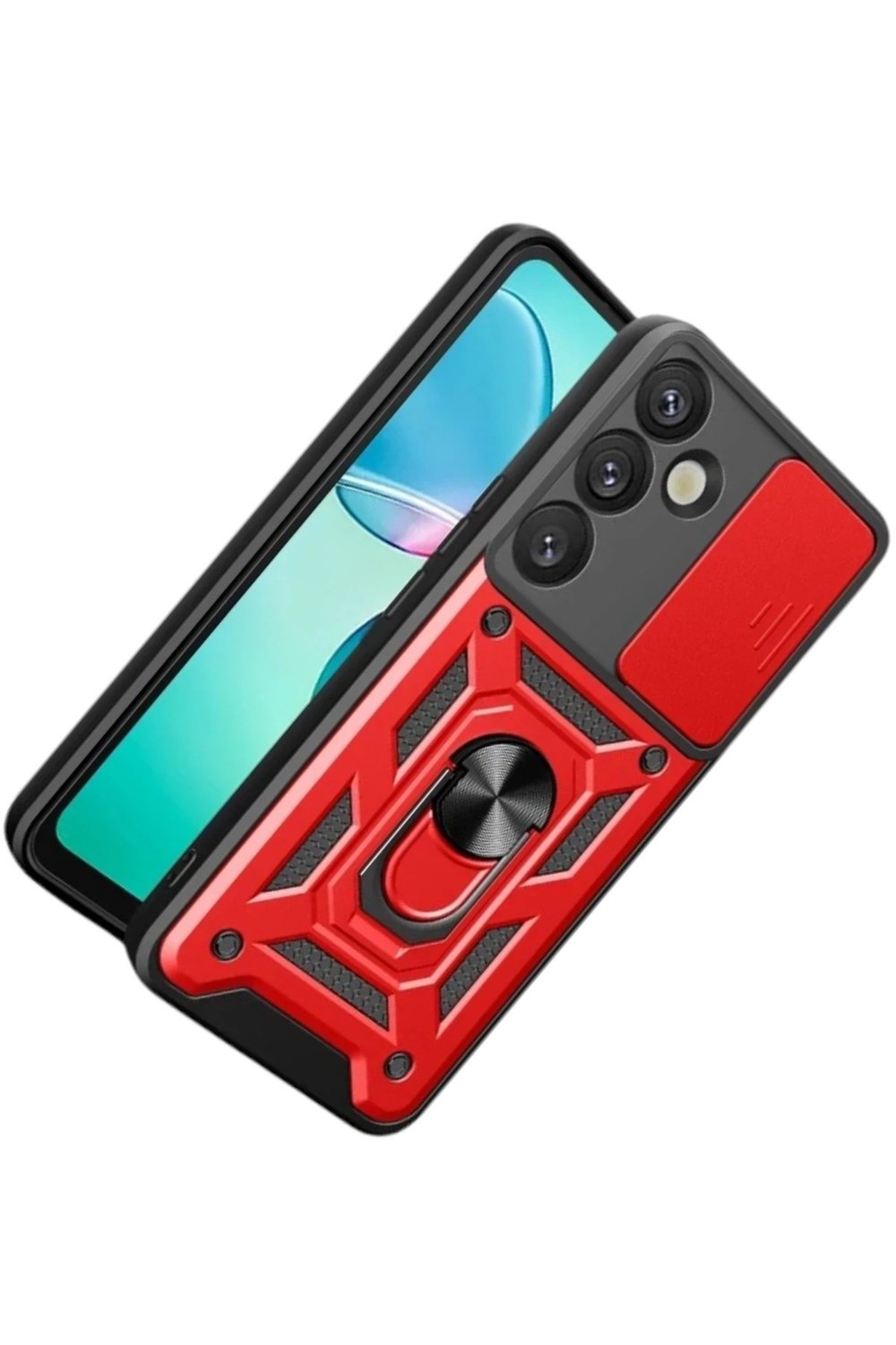 Mey İthalat®  Samsung Galaxy S26 Pars Lens Yüzüklü Silikon - Kırmızı