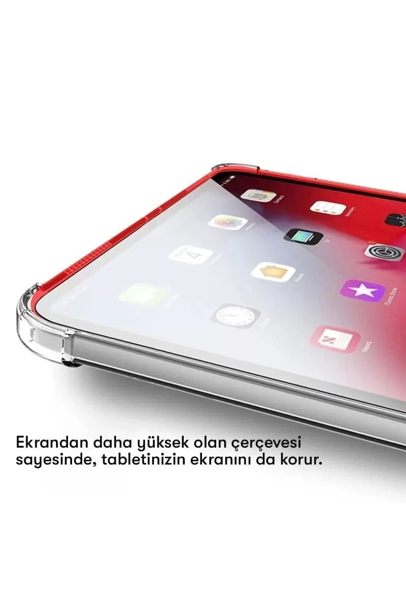Mey İthalat®  Samsung Galaxy T737 Tab S7 FE 12.4 Kılıf Anti Shock Tablet Silikon - Şeffaf