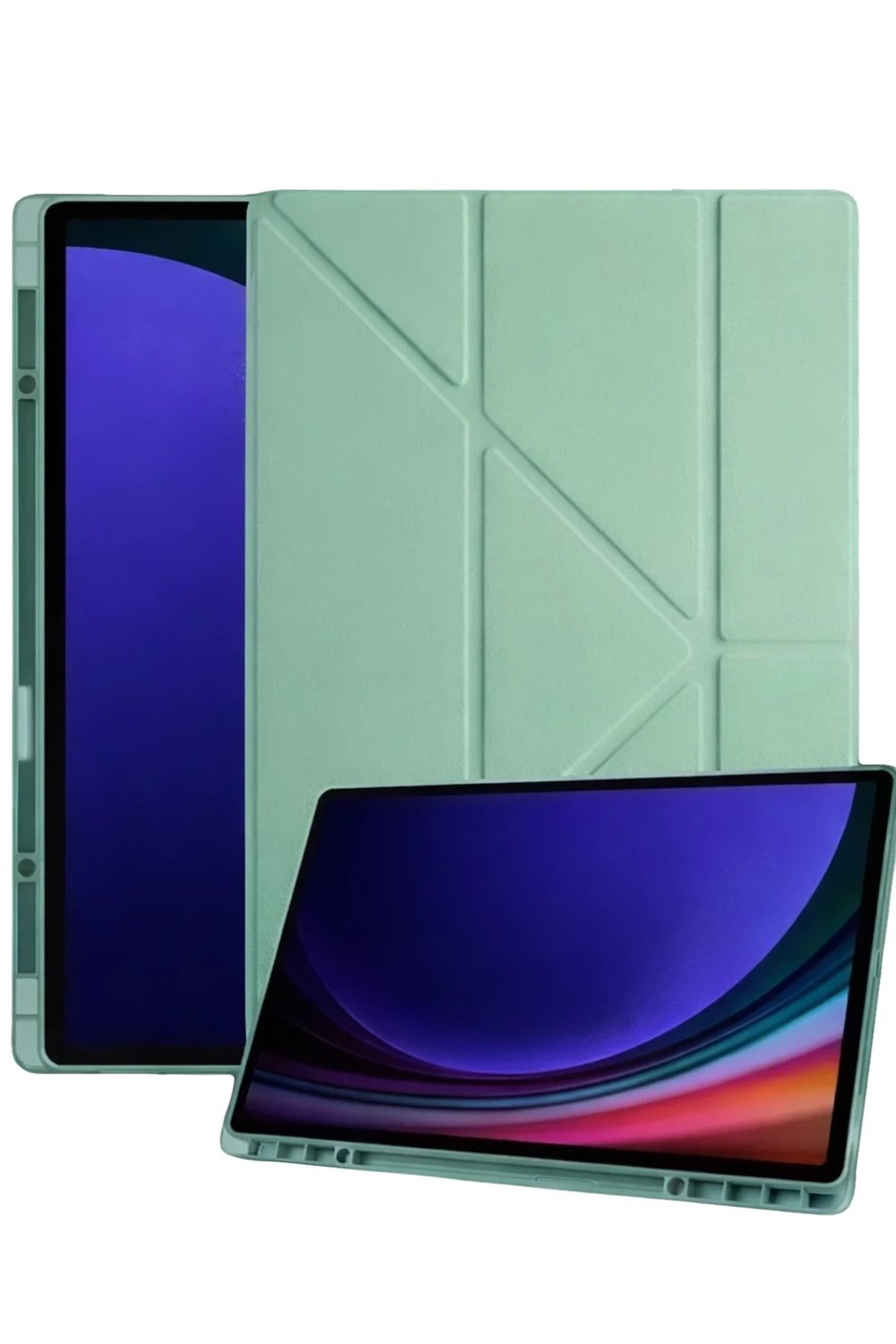 Mey İthalat®  Samsung Galaxy Tab A11 Plus Kalemlikli Mars Tablet Kılıfı - Açık Yeşil