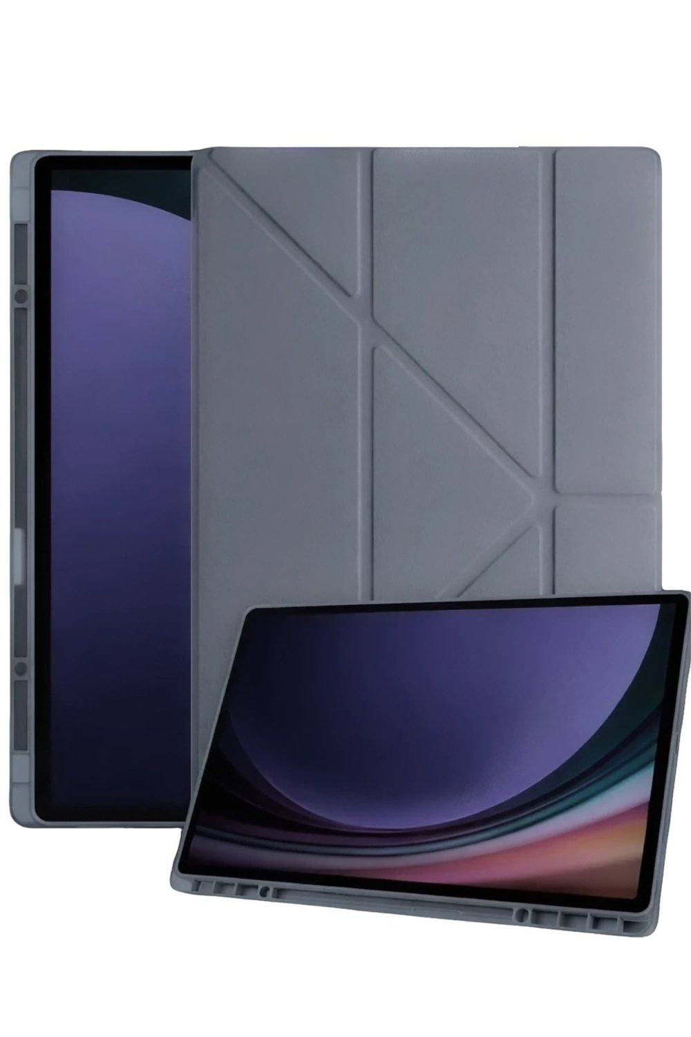 Mey İthalat®  Samsung Galaxy Tab A11 Plus Kalemlikli Mars Tablet Kılıfı - Koyu Gri
