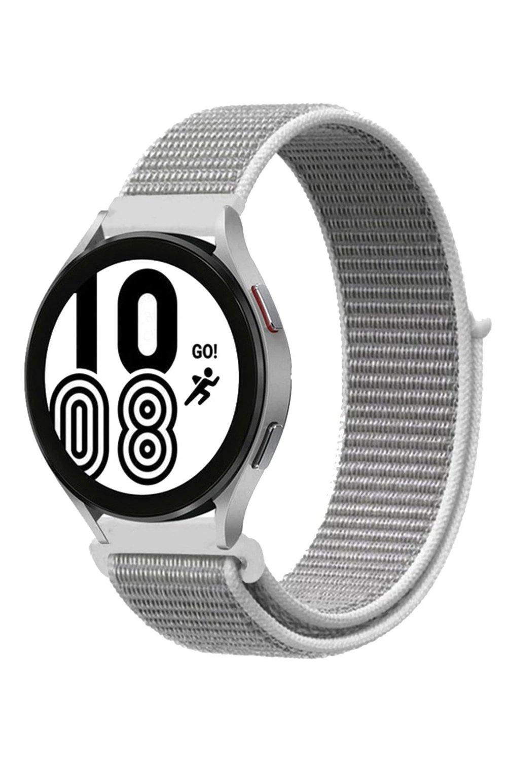 Mey İthalat®  Samsung Galaxy Watch 4 Hasırlı Cırtcırtlı Kordon - Beyaz