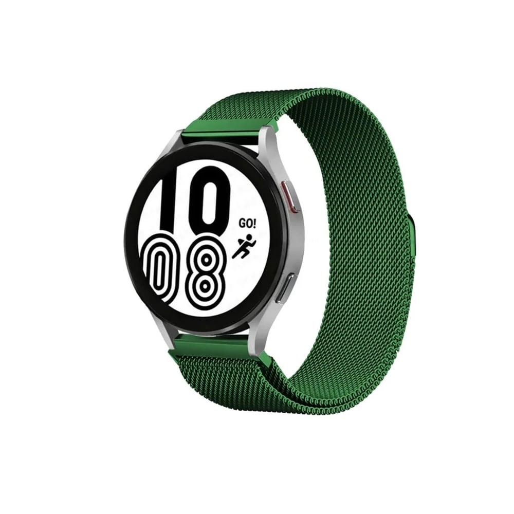 Mey İthalat®  Samsung Galaxy Watch 4 Metal Mıknatıslı Kordon - Haki Yeşil