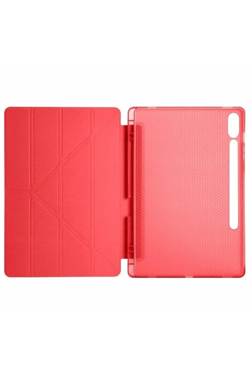 Mey İthalat®  Samsung Galaxy X510 Tab S9 FE 11 Kılıf Kalemlikli Mars Tablet Kılıfı - Kırmızı