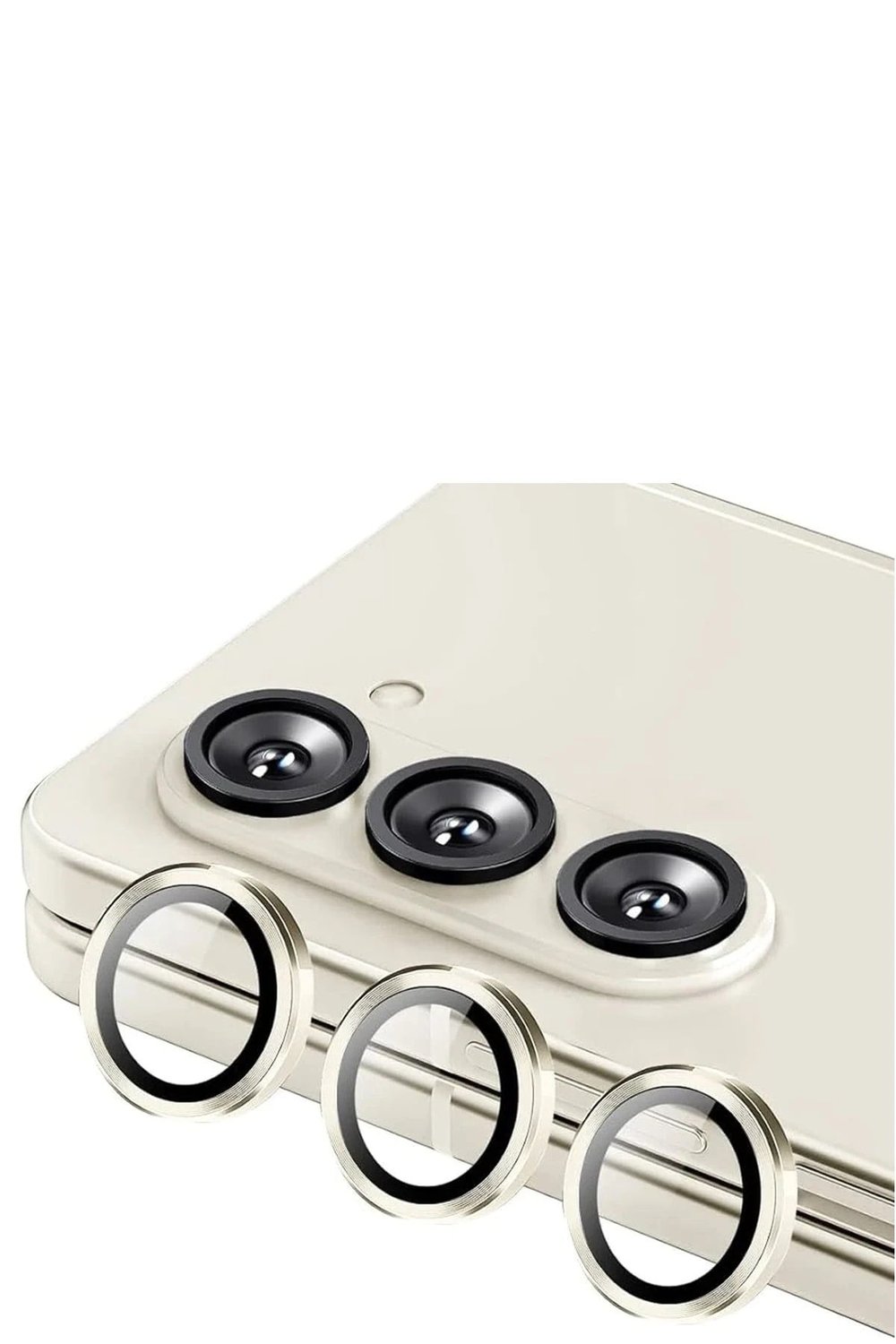 Mey İthalat®  Samsung Galaxy Z Fold 5 Valdez Metal Kamera Lens - Krem