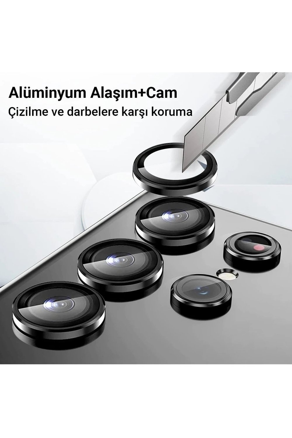 Mey İthalat®  Samsung Galaxy Z Fold 5 Valdez Metal Kamera Lens - Siyah