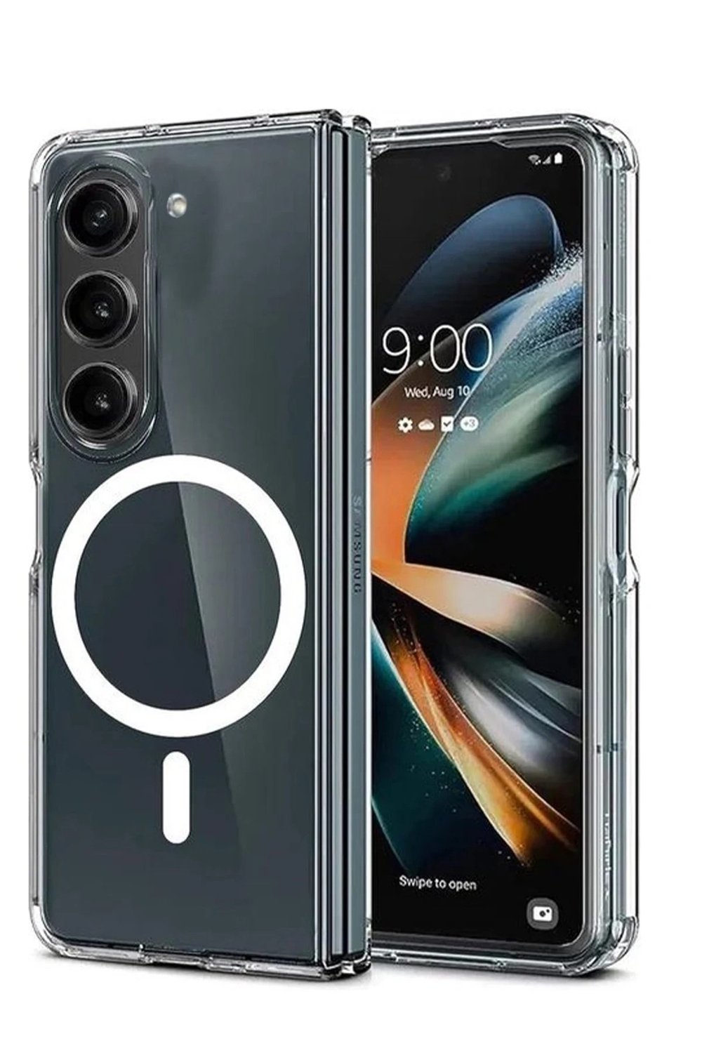 Mey İthalat®  Samsung Galaxy Z Fold 6 Kılıf Magneticsafe Şeffaf Silikon - Şeffaf