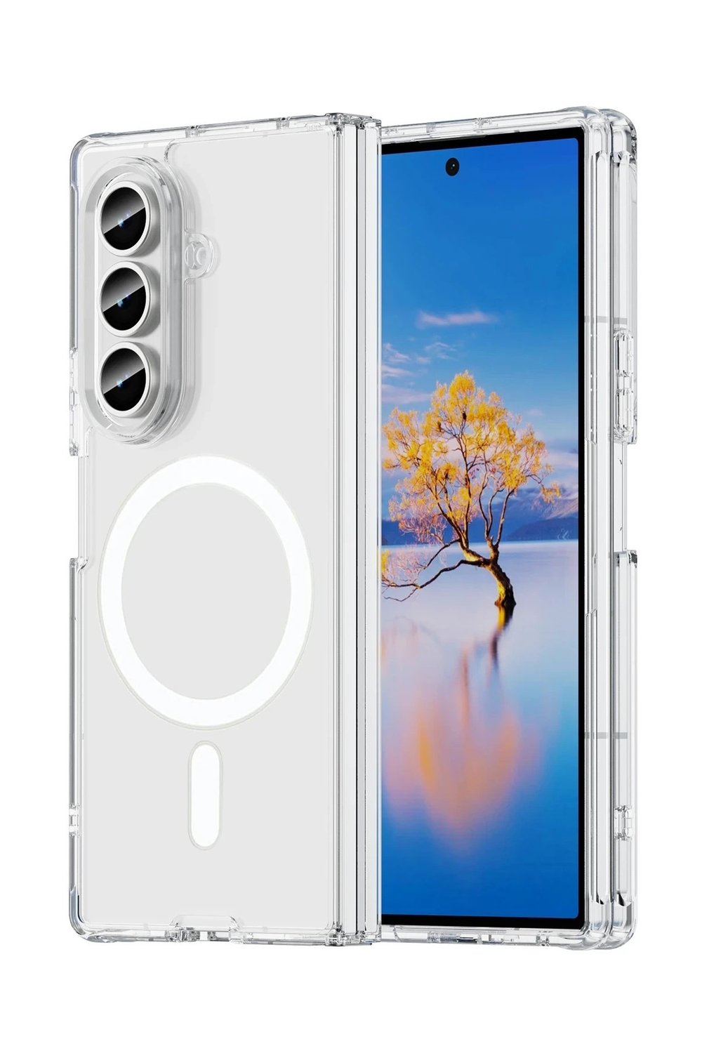 Mey İthalat®  Samsung Galaxy Z Fold 7 Kılıf Magneticsafe Şeffaf Silikon - Şeffaf