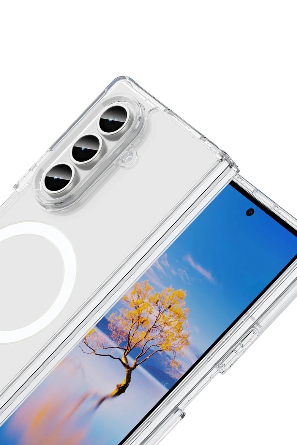 Mey İthalat®  Samsung Galaxy Z Fold 7 Kılıf Magneticsafe Şeffaf Silikon - Şeffaf