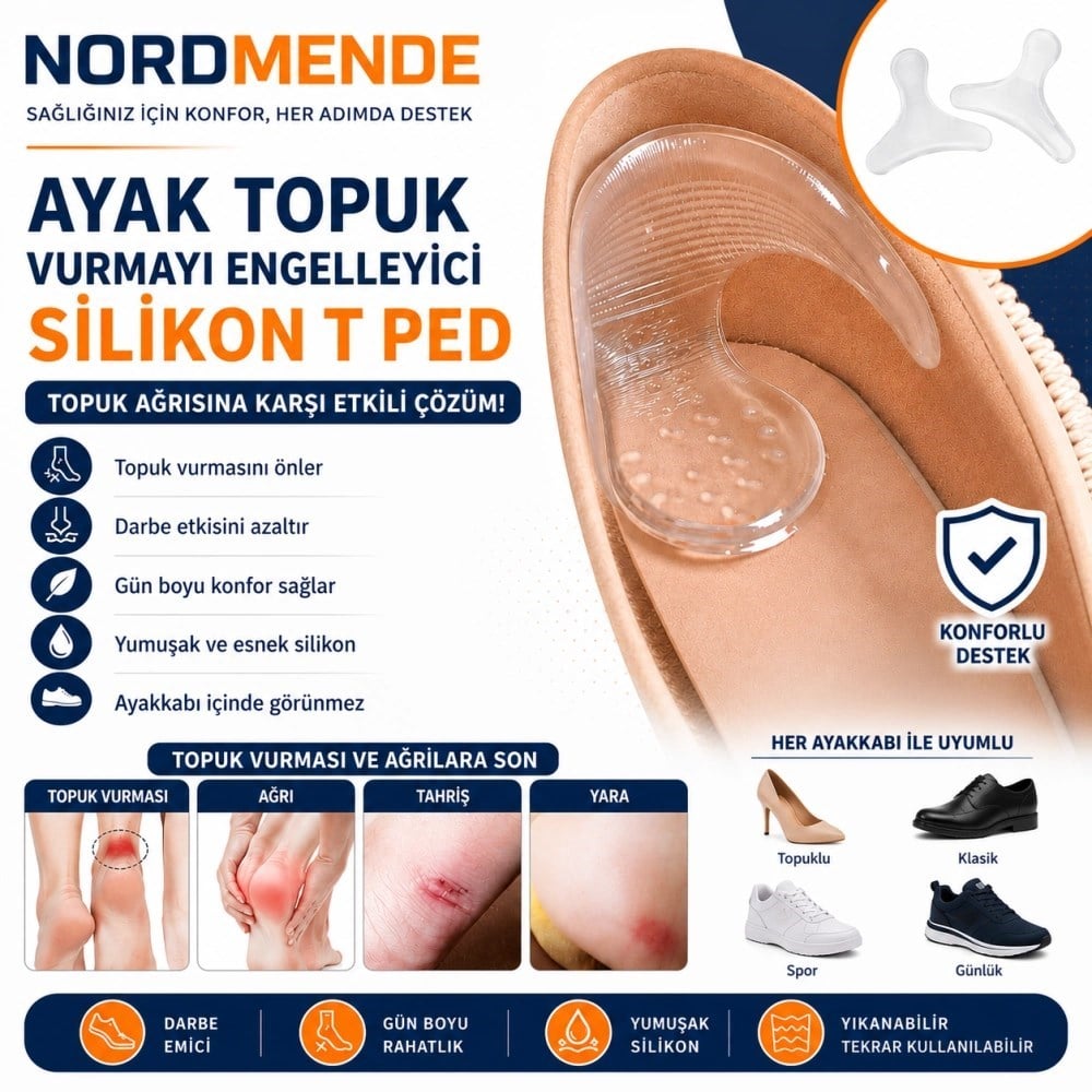 Mey İthalat®  Silikon T Ped Ayak Topuk Vurmayı Önleyici Topuk Koruyucu