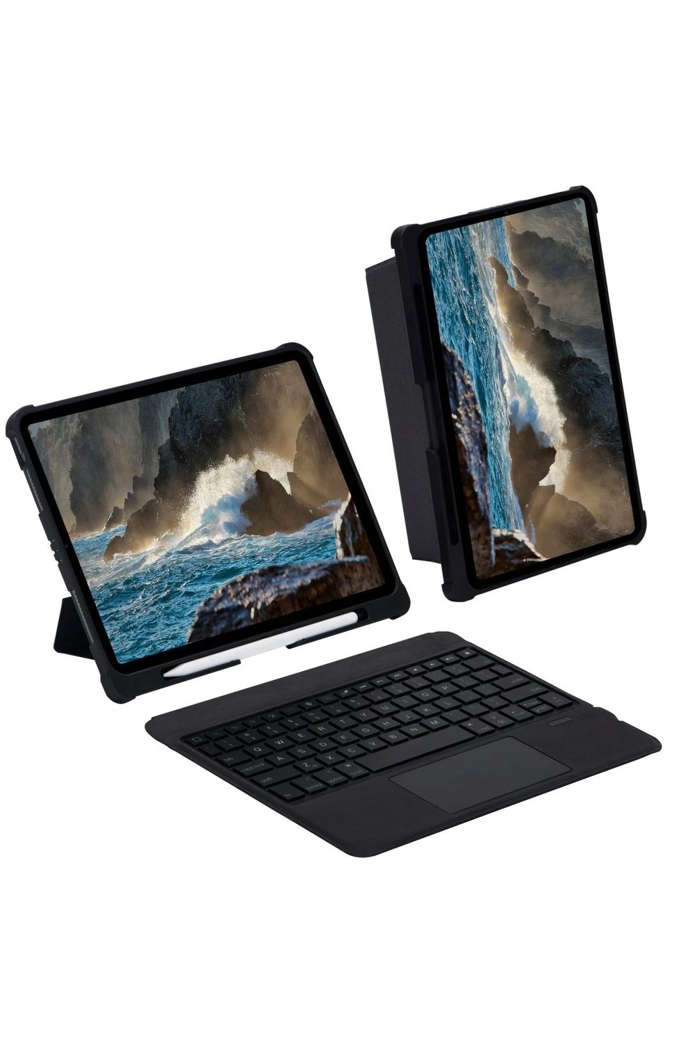 Mey İthalat®  T5209D iPad Pro 12.9 (2021) Kılıf İnter Ledli Klavyeli Tablet Kılıfı - Siyah