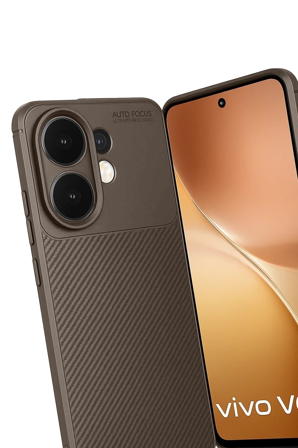 Mey İthalat®  Vivo V60 5G Auto Focus Karbon Kapak - Kahverengi