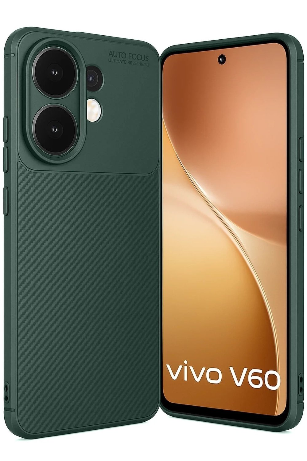 Mey İthalat®  Vivo V60 5G Auto Focus Karbon Kapak - Koyu Yeşil