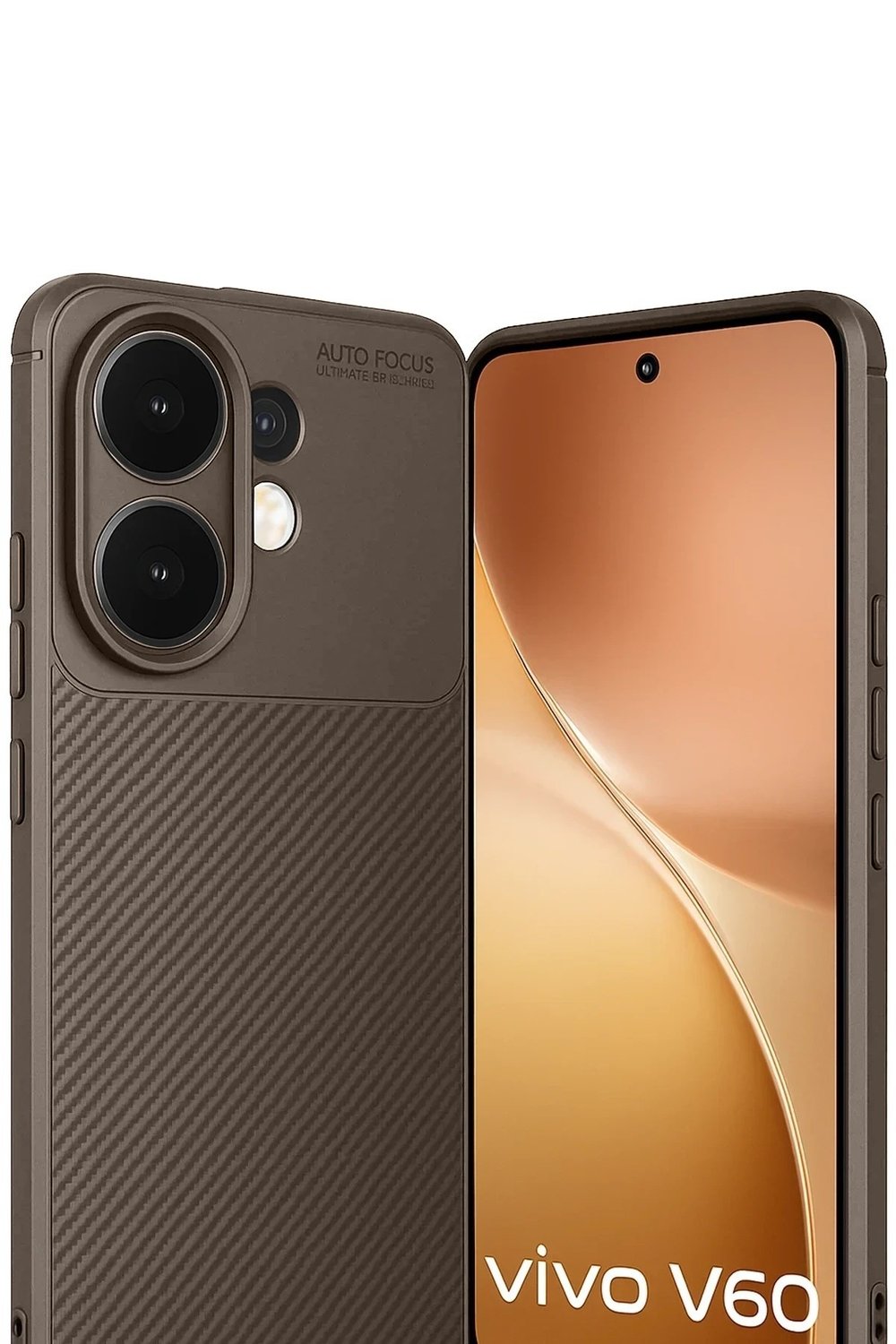 Mey İthalat®  Vivo V60 5G Auto Focus Karbon Kapak - Kahverengi