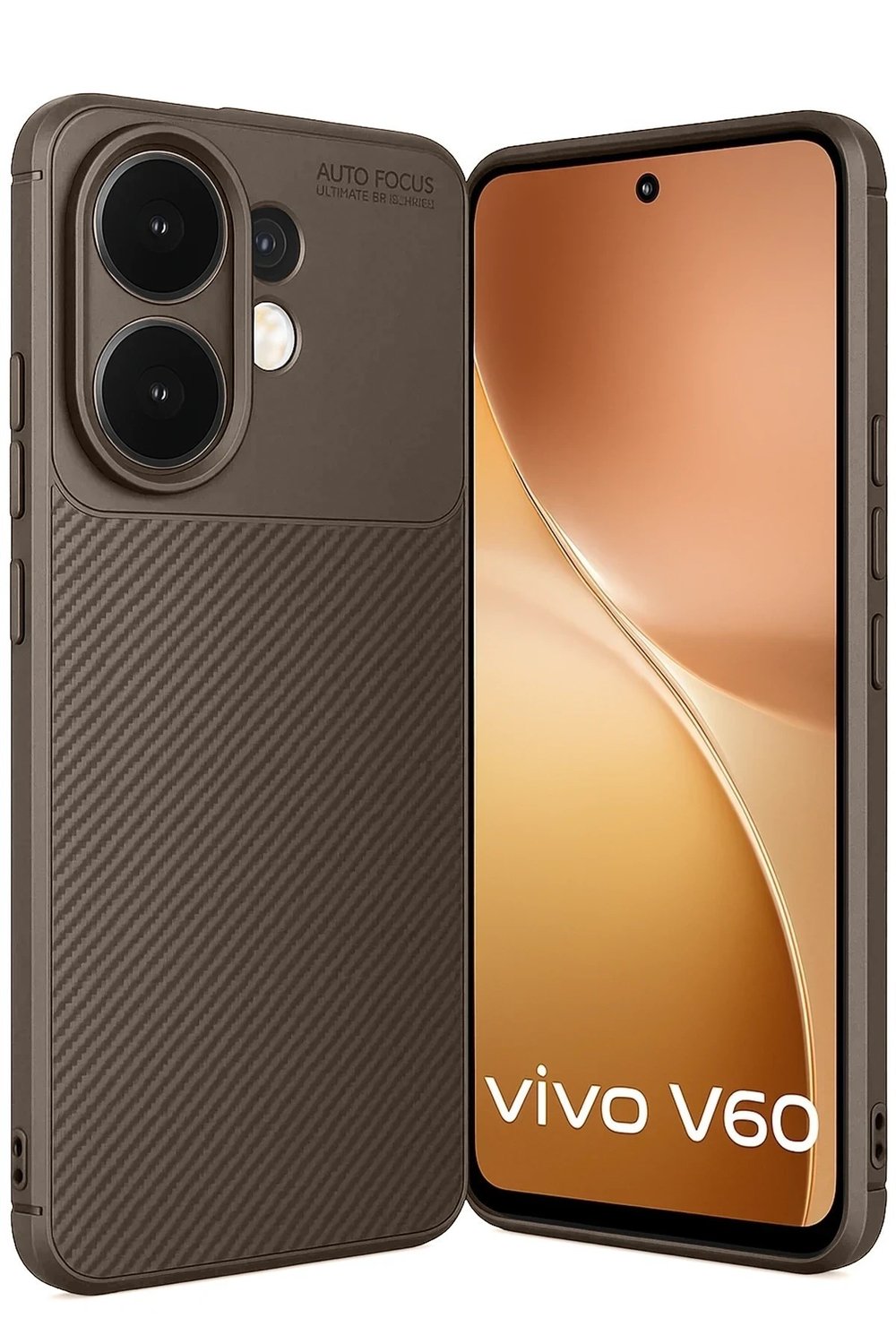Mey İthalat®  Vivo V60 5G Auto Focus Karbon Kapak - Kahverengi