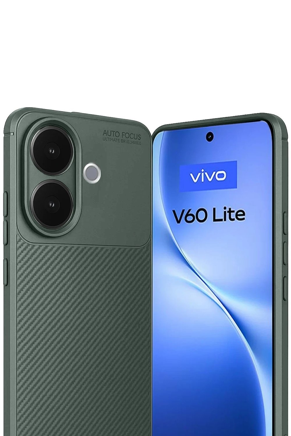 Mey İthalat®  Vivo V60 Lite Auto Focus Karbon Kapak - Koyu Yeşil